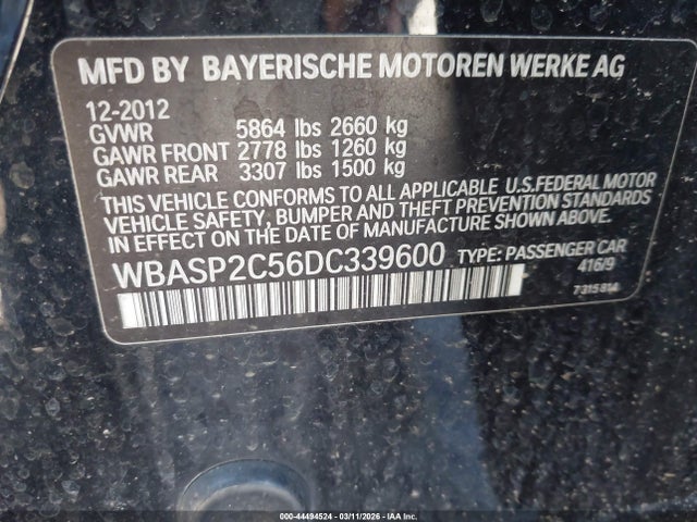 2013 Bmw 535i Gran Turismo Xdrive მანქანა იყიდება აუქციონზე, vin: WBASP2C56DC339600, აუქციონის ნომერი: 44494524