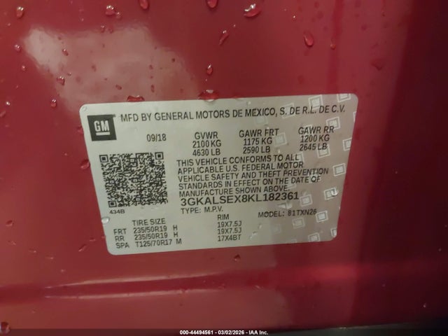 Продаж на аукціоні авто 2019 Gmc Terrain Denali, vin: 3GKALSEX8KL182361, номер лоту: 44494561