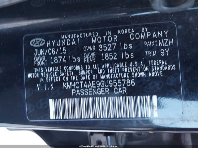 Hyundai ACCENT SE 2016 KMHCT4AE9GU955786 Image 9