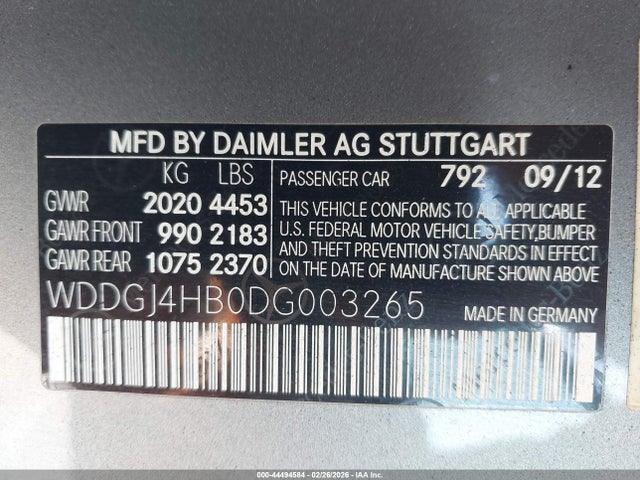 Aukcja sprzedaży 2013 Mercedes-benz C 250, vin: WDDGJ4HB0DG003265, numer aukcji: 44494584