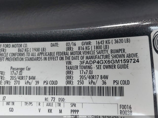 3FADP4GX6GM159724 Ford FIESTA ST