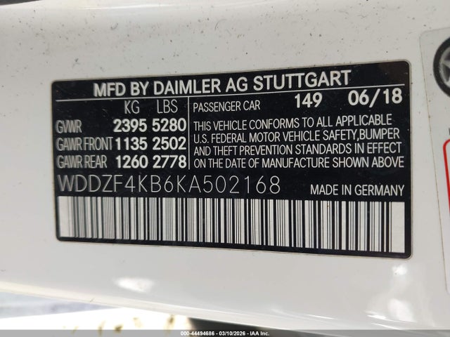 2019 Mercedes-benz E 300 4matic მანქანა იყიდება აუქციონზე, vin: WDDZF4KB6KA502168, აუქციონის ნომერი: 44494686