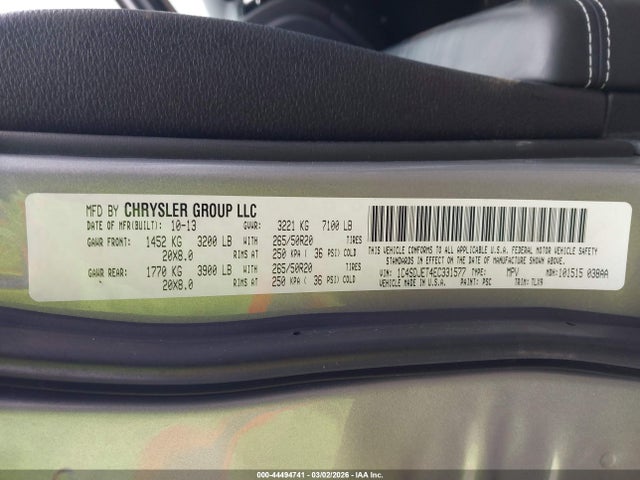 2014 Dodge Durango Citadel მანქანა იყიდება აუქციონზე, vin: 1C4SDJET4EC331577, აუქციონის ნომერი: 44494741