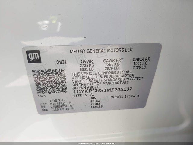 Aukcja sprzedaży 2021 Cadillac Xt6 Fwd Premium Luxury, vin: 1GYKPCRS1MZ205137, numer aukcji: 44494752