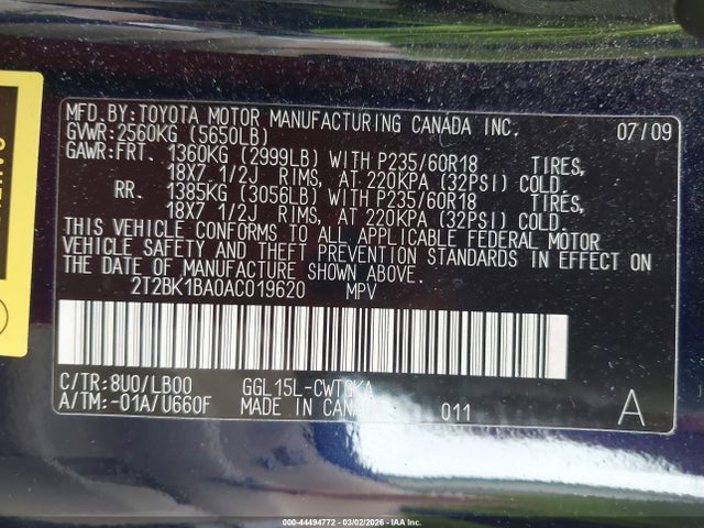 Продажа на аукционе авто 2010 Lexus Rx 350, vin: 2T2BK1BA0AC019620, номер лота: 44494772