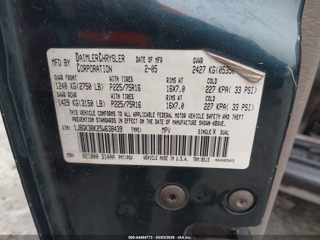 2005 Jeep Liberty Renegade მანქანა იყიდება აუქციონზე, vin: 1J8GK38K25W638439, აუქციონის ნომერი: 44494773