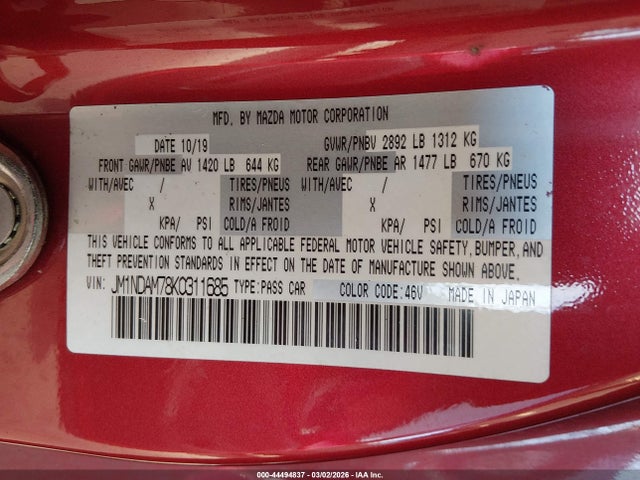 2019 MAZDA MX-5 MIATA RF JM1NDAM78K0311685 Photo 8