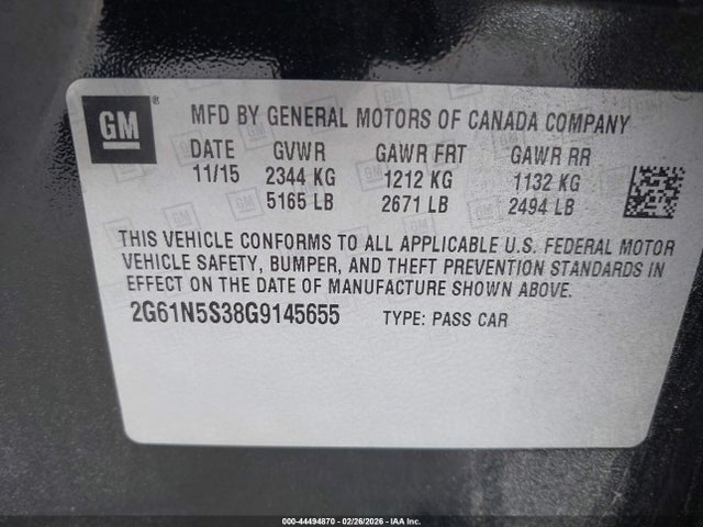 2016 CADILLAC XTS 2G61N5S38G9145655 Photo 8