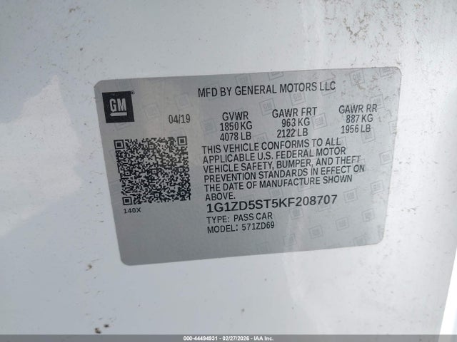 2019 CHEVROLET MALIBU 1G1ZD5ST5KF208707 Photo 8