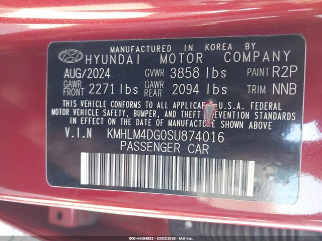 Aukcja sprzedaży 2025 Hyundai Elantra Sel Sport, vin: KMHLM4DG0SU874016, numer aukcji: 44494953