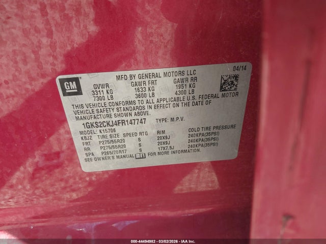 1GKS2CKJ4FR147747 GMC YUKON DENALI