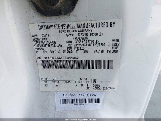 Ford F-350 Xl 2015 1FDRF3A66FED11062 Image 9