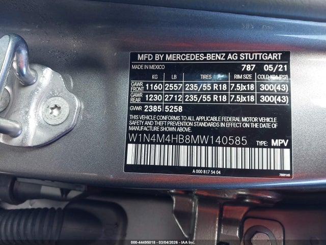 W1N4M4HB8MW140585 Mercedes-Benz Glb 250 4matic