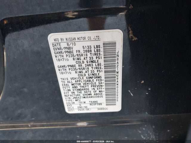 2010 NISSAN MURANO JN8AZ1MU8AW020805 Photo 8