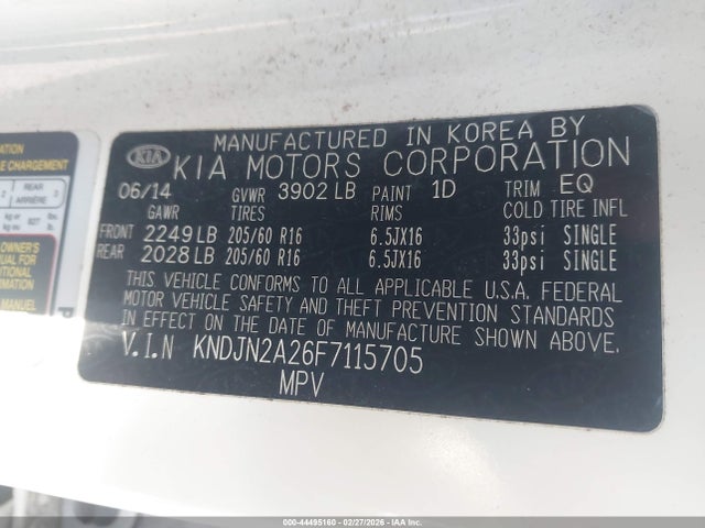 Aukcja sprzedaży 2015 Kia Soul, vin: KNDJN2A26F7115705, numer aukcji: 44495160
