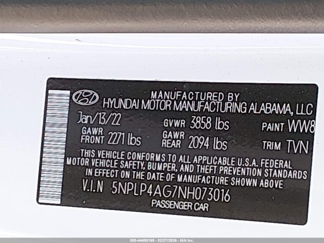 2022 HYUNDAI ELANTRA 5NPLP4AG7NH073016 Photo 8