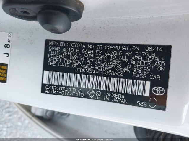 2015 TOYOTA PRIUS JTDKN3DU4F0398606 Photo 8