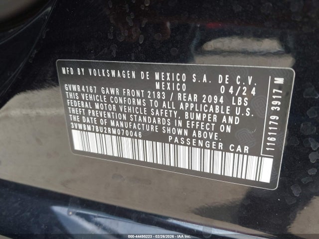 Продаж на аукціоні авто 2024 Volkswagen Jetta 1.5t Sport, vin: 3VWBM7BU2RM070046, номер лоту: 44495223