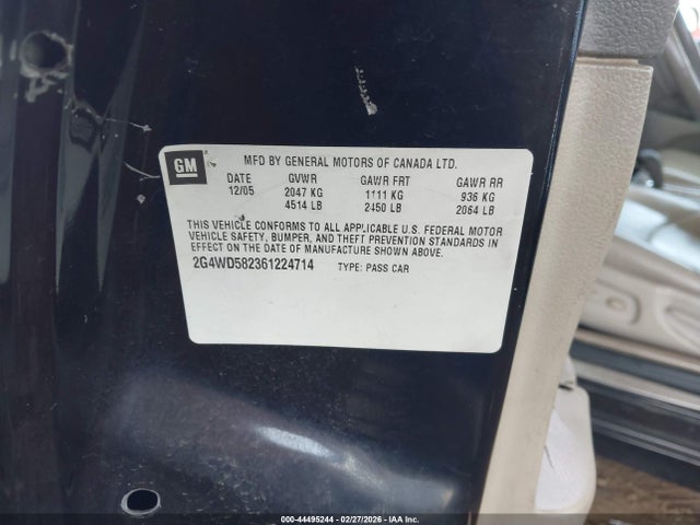 Auction sale of the 2006 Buick Lacrosse Cxl, vin: 2G4WD582361224714, lot number: 44495244