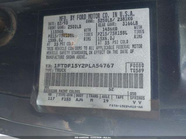 1993 FORD F150 1FTDF15Y2PLA54767 Photo 8