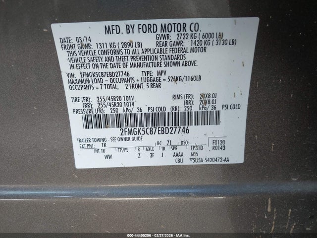 Ford FLEX SEL 2014 2FMGK5C87EBD27746 Image 9