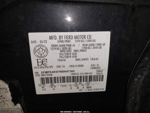 2022 FORD EDGE 2FMPK4K97NBA47362 Photo 8