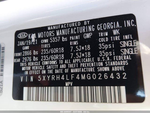 KIA SORENTO EX 2021 5XYRH4LF4MG026432 Image 9