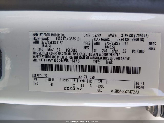 Ford F-150 Xlt 2022 1FTFW1E50NFB11476 Image 9