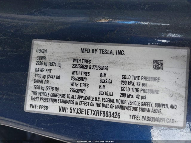 5YJ3E1ETXRF863426 Tesla Model 3 Performance All-wheel Drive