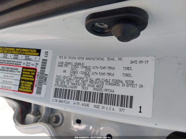 5TFAX5GN8LX166809 Toyota Tacoma Sr5