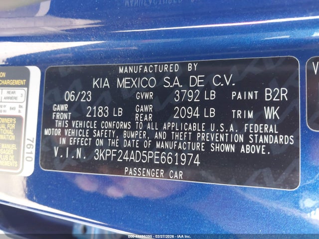 3KPF24AD5PE661974 KIA Forte Lxs