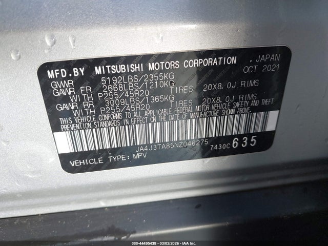 2022 MITSUBISHI OUTLANDER JA4J3TA85NZ046275 Photo 8