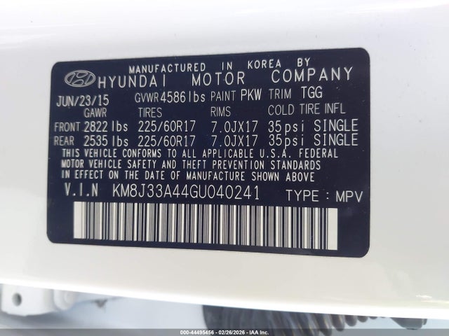 Hyundai TUCSON SE 2016 KM8J33A44GU040241 Image 9