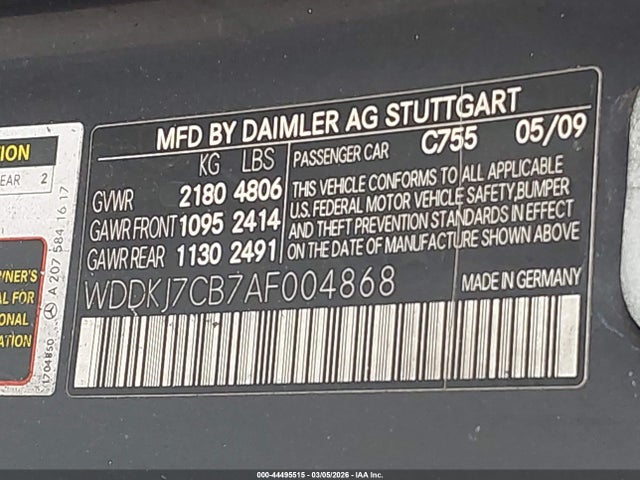 2010 MERCEDES-BENZ E 550 WDDKJ7CB7AF004868 Photo 8