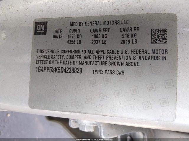 44495558 :رقم المزاد ، 1G4PP5SK5D4238829 vin ، 2013 Buick Verano مزاد بيع