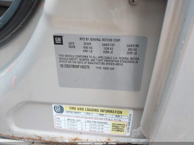 Продаж на аукціоні авто 2009 Chevrolet Malibu Ls, vin: 1G1ZG57B89F145278, номер лоту: 44495572