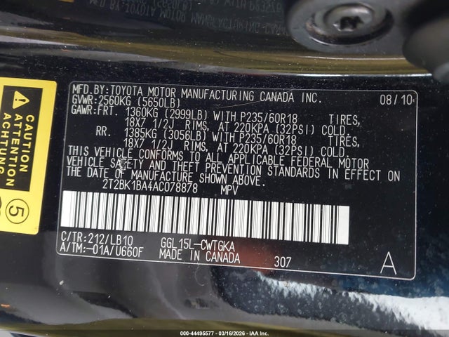 Aukcja sprzedaży 2010 Lexus Rx 350, vin: 2T2BK1BA4AC078878, numer aukcji: 44495577