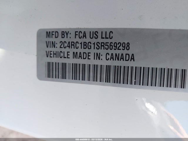 2025 Chrysler Pacifica Select მანქანა იყიდება აუქციონზე, vin: 2C4RC1BG1SR569298, აუქციონის ნომერი: 44495610