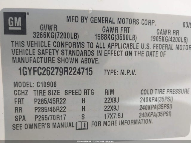 2009 CADILLAC ESCALADE ESV 1GYFC26279R224715 Photo 8