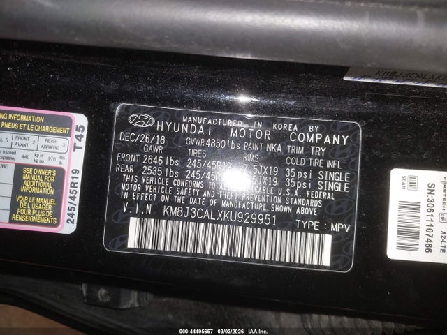 2019 HYUNDAI TUCSON KM8J3CALXKU929951 Photo 8