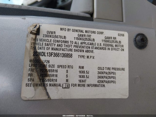2006 CHEVROLET EQUINOX 2CNDL13F366136858 Photo 8