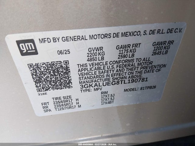3GKALUEG8TL190781 GMC Terrain Awd Elevation
