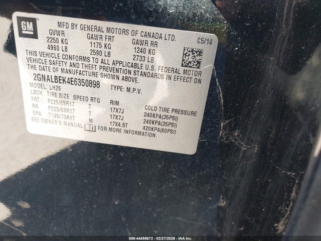 Chevrolet EQUINOX 1LT 2014 2GNALBEK4E6350898 Image 9
