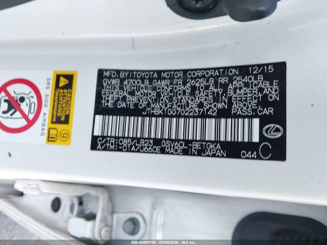 Продаж на аукціоні авто 2016 Lexus Es 350, vin: JTHBK1GG7G2237142, номер лоту: 44495700