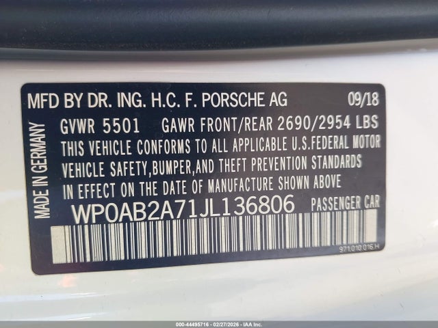 2018 PORSCHE PANAMERA WP0AB2A71JL136806 Photo 8