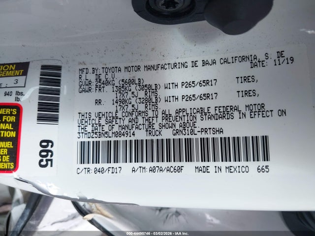3TMDZ5BN5LM084914 Toyota Tacoma Trd Sport