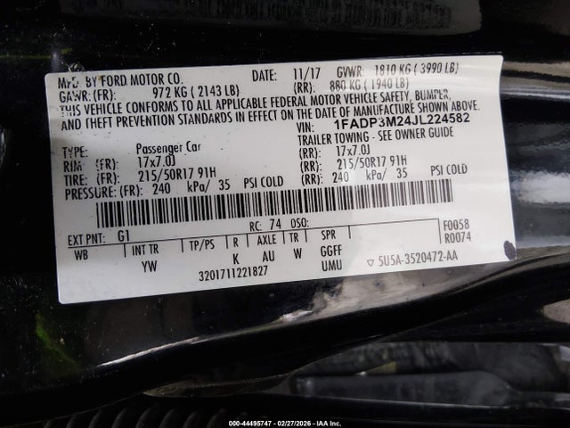Ford FOCUS SEL 2018 1FADP3M24JL224582 Image 9