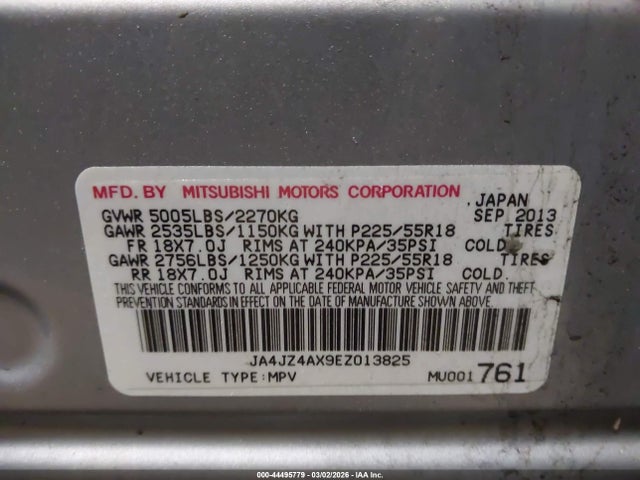 2014 MITSUBISHI OUTLANDER JA4JZ4AX9EZ013825 Photo 8