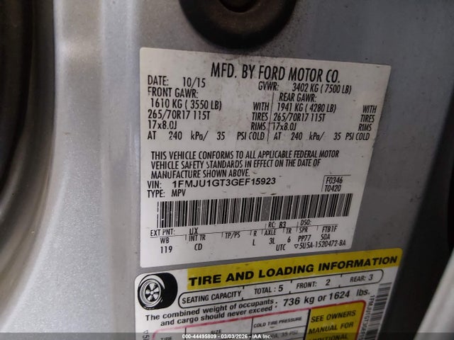 1FMJU1GT3GEF15923 Ford Expedition Xl