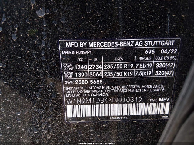 W1N9M1DB4NN010319 Mercedes-Benz Eqb 350 Suv 4matic